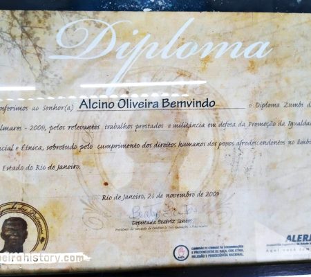 Diploma Zumbi dos Palmares, de 2009.